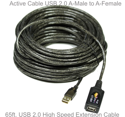 A-Male to  A-Female USB Extension Cable,  USB Extension Cable 65ft. 