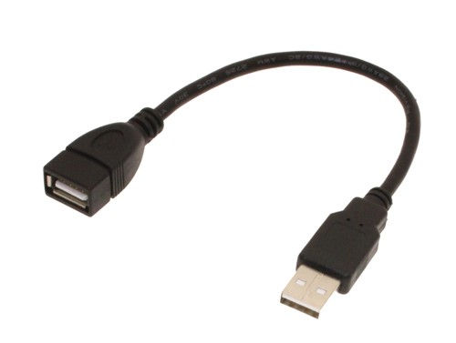 6-Inch Short Black USB Extension Cable USB 2.0 High-Speed 