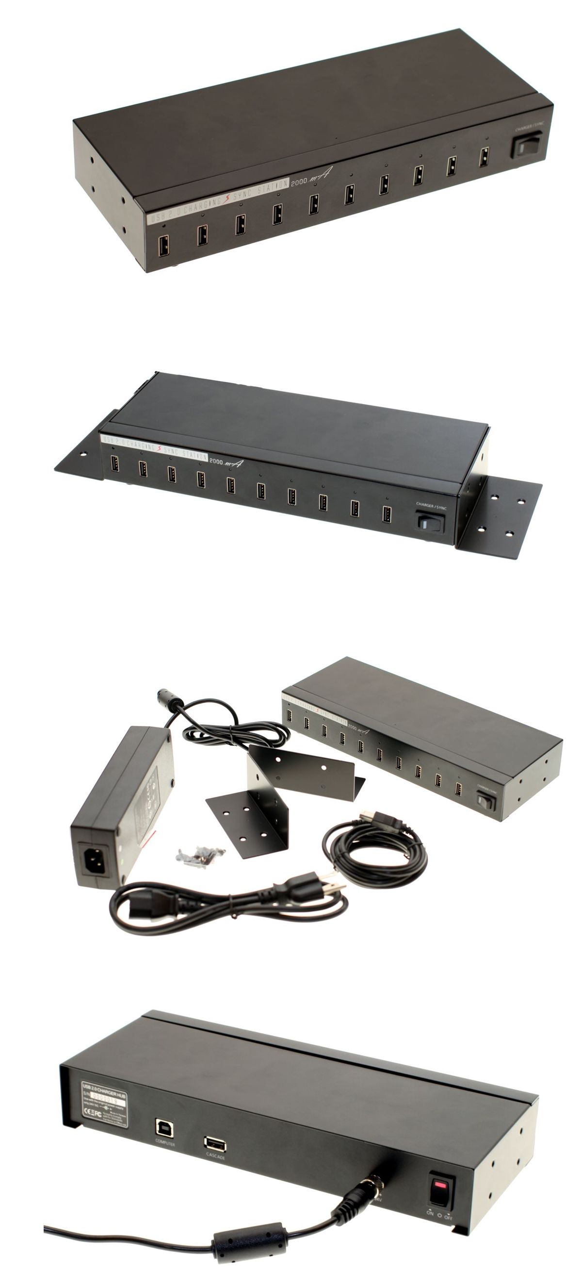 USB 2.0 Industrial Hubs - 10-port industrial-grade USB hub rack mount - by Coolgear