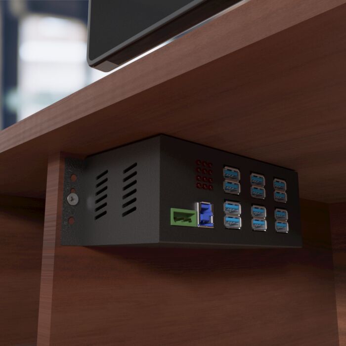 12 Port Industrial USB 3.2 Gen 1 Hub w/ Port Status LEDs