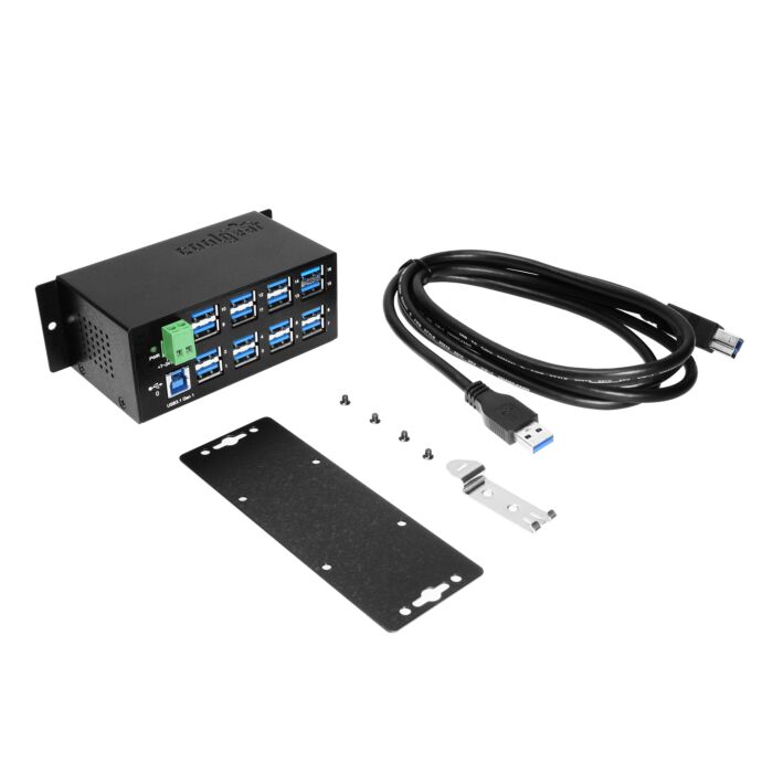 16-Port USB 3.2 Gen1 w/15KV ESD Surge Protection DIN Rail Mount