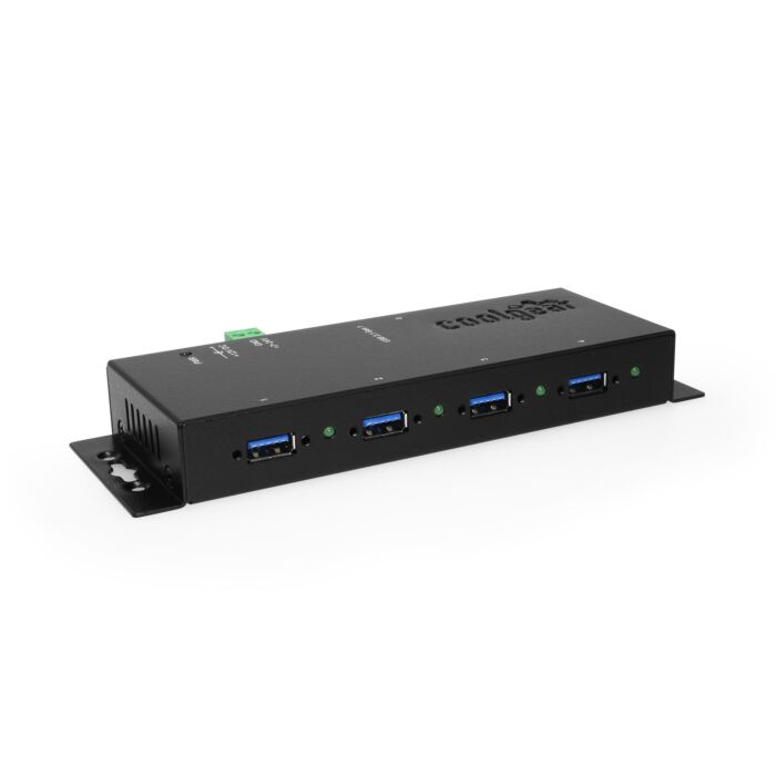 USB 3.2 Gen 1 4-Port Industrial Hub Metal Case with Screw Lock Cable Option