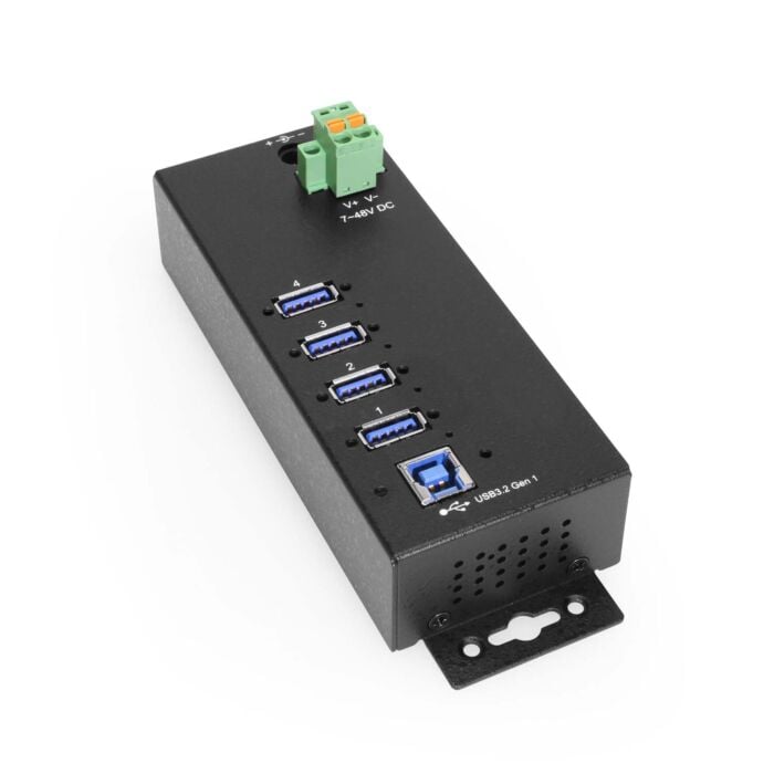 4 Port Managed USB 3.2 Gen 1 Hub w/ 15KV ESD Surge Protection & Vertical Port Orientation