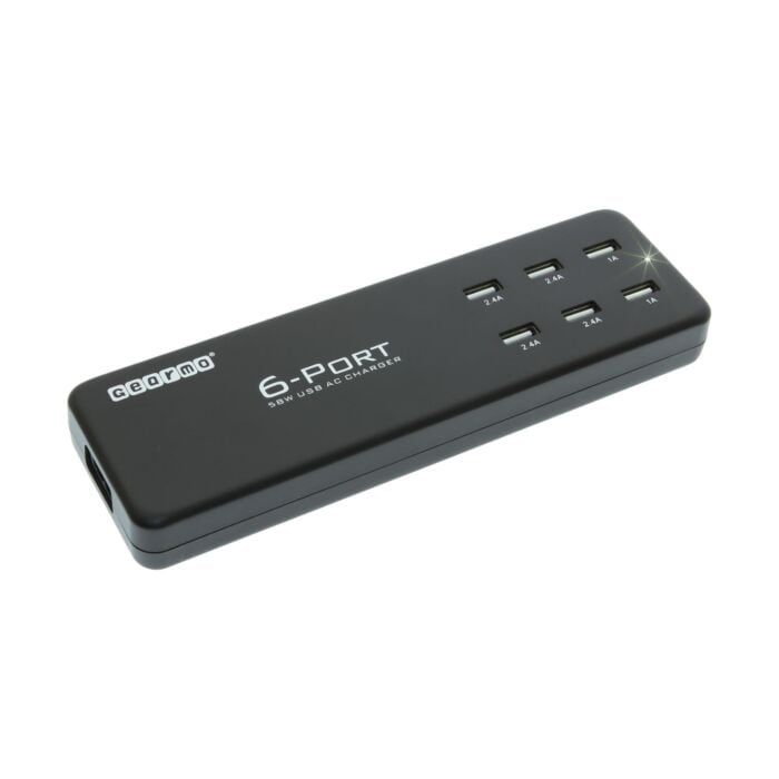 6 Port USB AC Charger 58W - Wall Mountable USB Charger