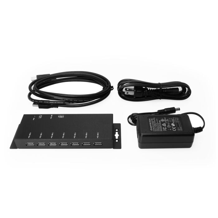 Metal 7-Port USB 2.0 Powered Hub for PC-MAC with Power Adapter