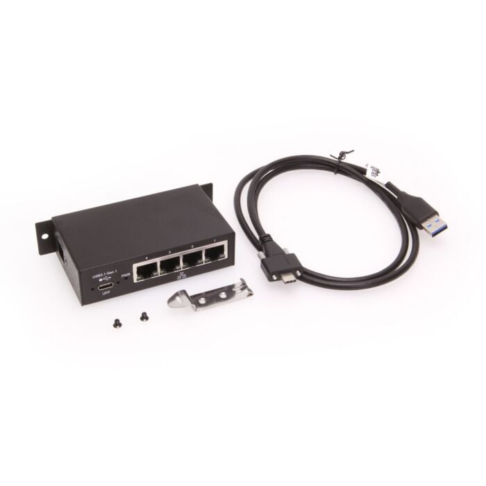 4-Port Industrial Gigabit Ethernet to USB 3.2 Gen 1 Type-C Adapter
