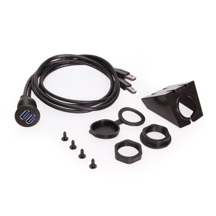 3ft. USB Panel Mount Extension 2x Type-A 3.2 Gen 1 Male to Female Cable