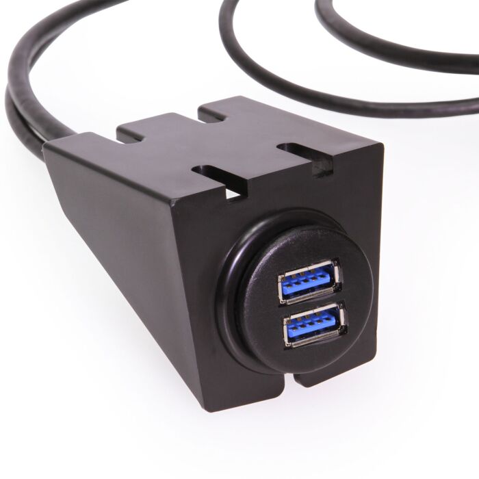 3ft. USB Panel Mount Extension 2x Type-A 3.2 Gen 1 Male to Female Cable