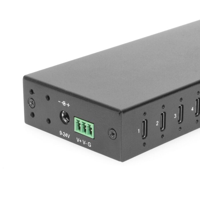 10-Port USB 3.2 Gen 2 Type-C Industrial Surface & DIN-Rail Mount Hub w/ ESD Surge Protection