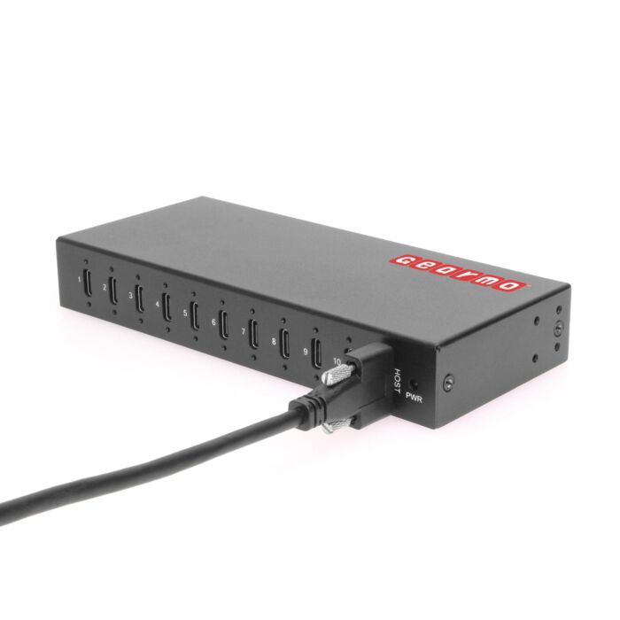 10-Port USB 3.2 Gen 2 Type-C Industrial Surface & DIN-Rail Mount Hub w/ ESD Surge Protection