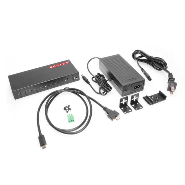 10-Port USB 3.2 Gen 2 Type-C Industrial Surface & DIN-Rail Mount Hub w/ ESD Surge Protection