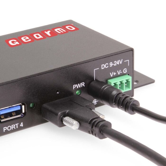 4-Port USB 3.2 Gen 2 3 Type-C 1 Type-A Industrial Surface & DIN-Rail Mount Hub w/ ESD Surge Protection