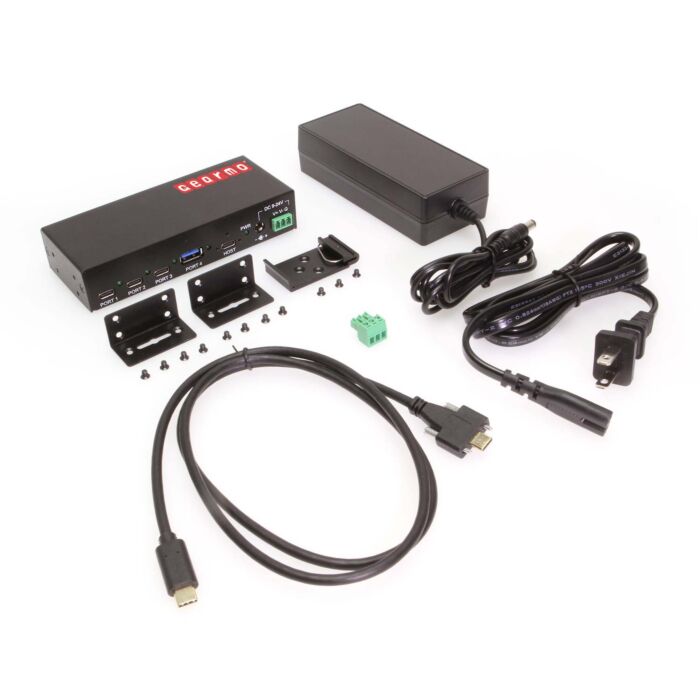 4-Port USB 3.2 Gen 2 3 Type-C 1 Type-A Industrial Surface & DIN-Rail Mount Hub w/ ESD Surge Protection