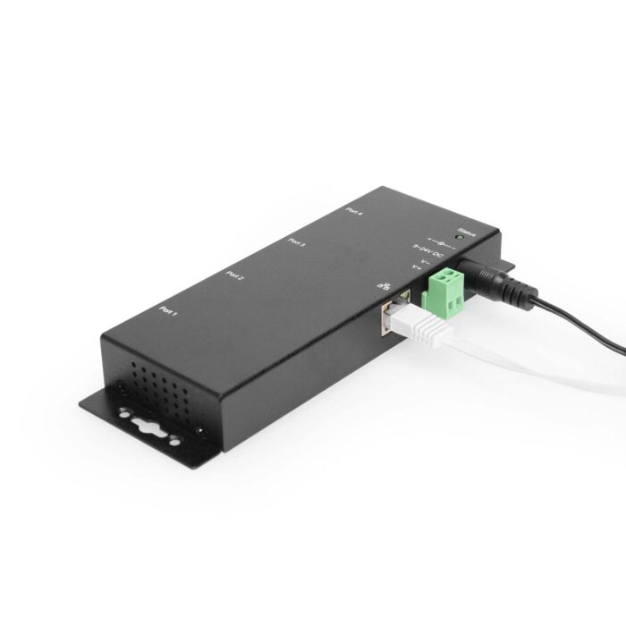 4-Port RS-232/422/485 Serial to Ethernet Device Server, PoE Power