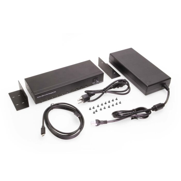 10 Port USB-C 3.2 Gen 1 Industrial Charging Hub w/ Max 27W Per-Port Power Delivery
