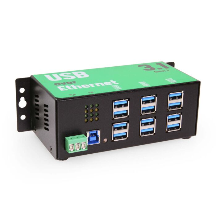 12 Port USB 3.2 Gen 1 Over IP Network Device Sharing Hub w/ Port Status LEDs