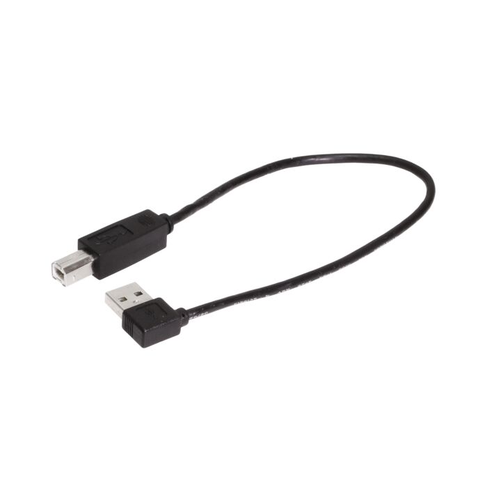 1ft. Black Right to Straight A to B 28/28AWG Cable USB 2.0 RoHS