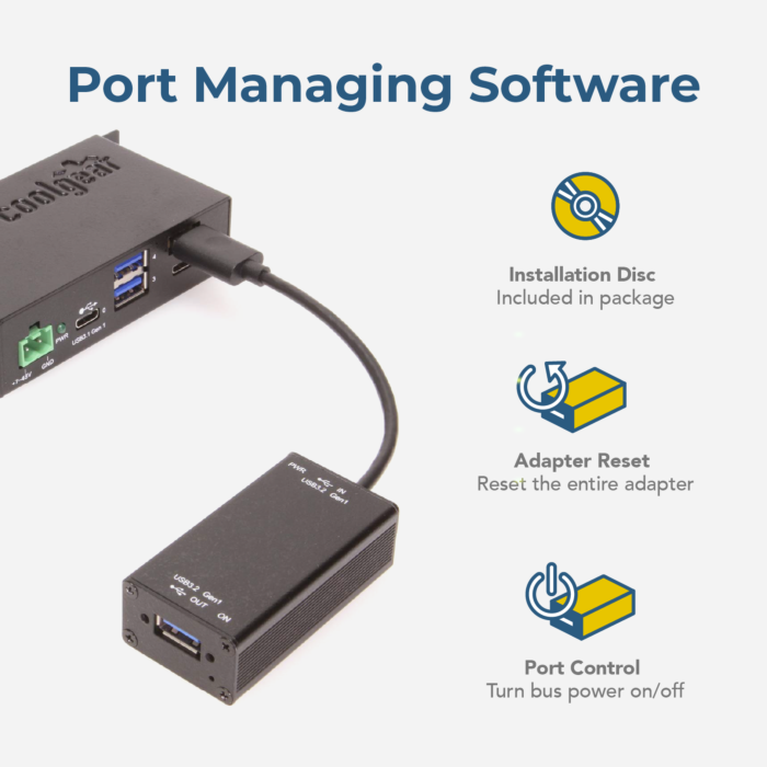 Single Port Managed USB 3.2 Gen 1 Port Adapter w/ ESD Surge Protection