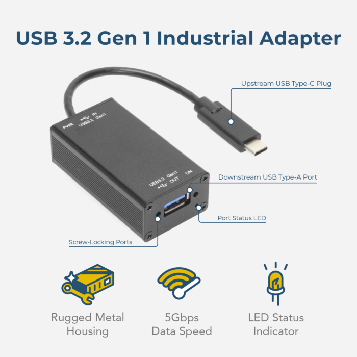 Single Port Managed USB-C 3.2 Gen 1 Port Adapter w/ ESD Surge Protection