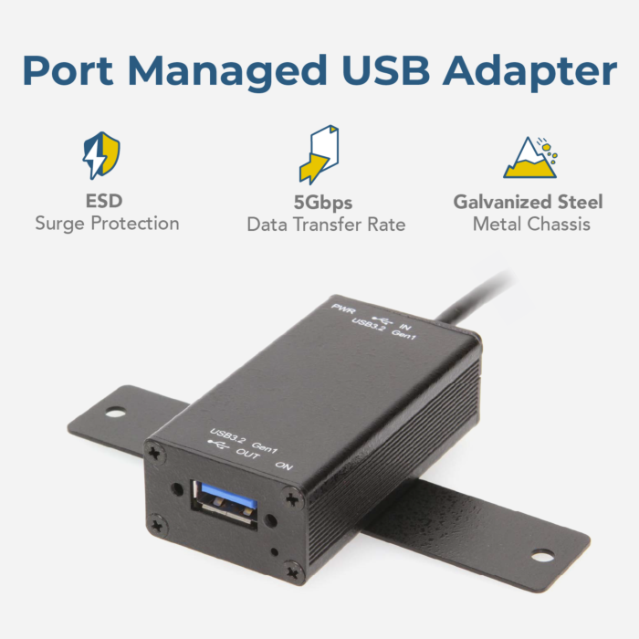 Single Port Managed USB-C 3.2 Gen 1 Port Adapter w/ ESD Surge Protection
