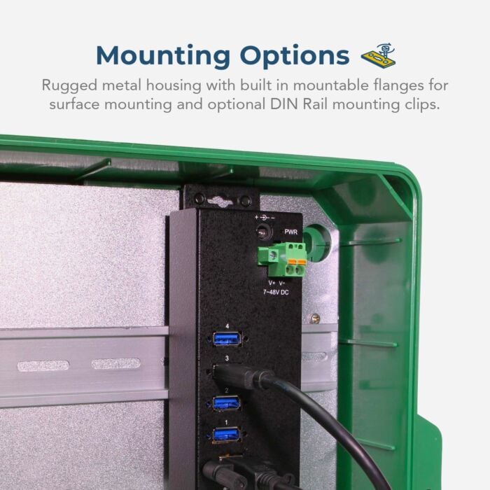 4 Port Managed USB 3.2 Gen 1 Hub w/ 15KV ESD Surge Protection & Vertical Port Orientation