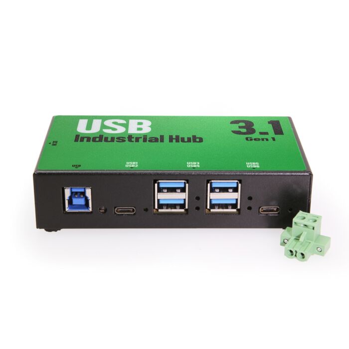 6-Port (4 Type A 2 Type C) USB 3.0 Hub Rugged Metal Case