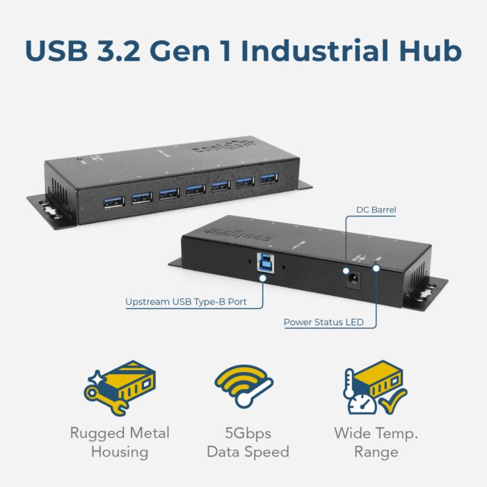 7-Port USB 3.0 Hub w/ Surge Protection, 36W AC Adapter