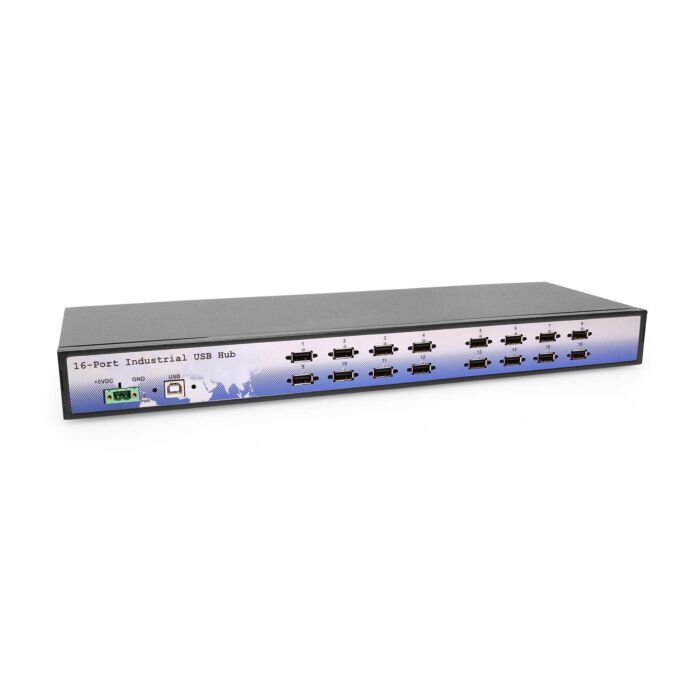 16 Port USB 2.0 Rack-Mountable Hub w/ Internal Power Supply, ESD Surge Protection, &amp; Port Status LEDs