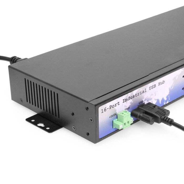 16 Port USB 2.0 Rack-Mountable Hub w/ Internal Power Supply, ESD Surge Protection, &amp; Port Status LEDs