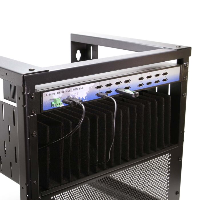 16 Port USB 2.0 Rack-Mountable Hub w/ Internal Power Supply, ESD Surge Protection, &amp; Port Status LEDs