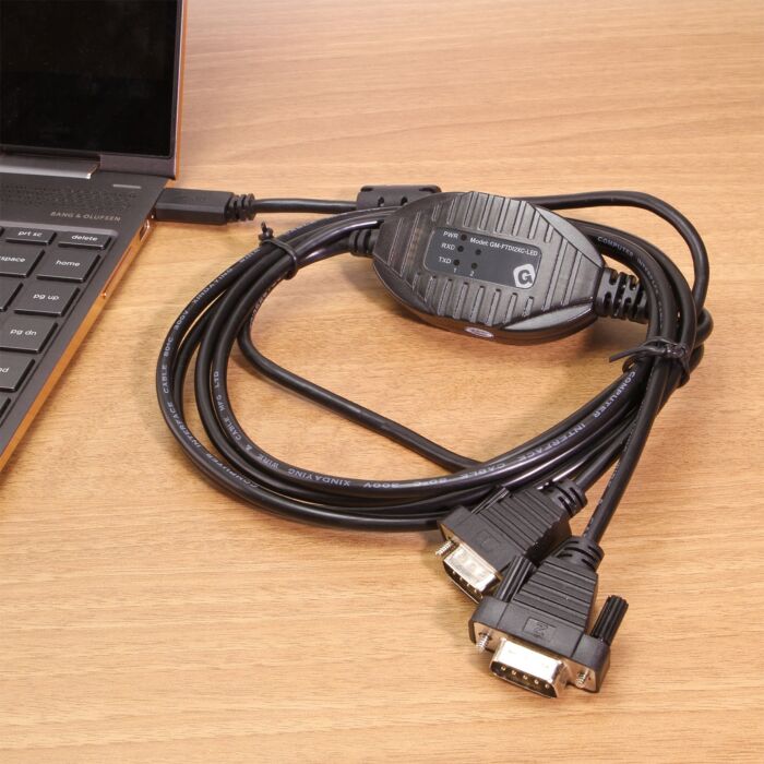 USB Type-C Dual Port Serial Adapter Laptop In Use