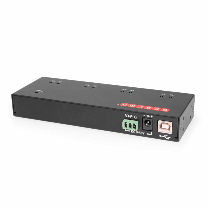 Industrial USB 4 Port Serial RS-232 Adapter w/FTDI Chipset, COM Retention, RX/TX LED Indicators, DIN Rail Mount Bracket, & Surface Mounting Brackets