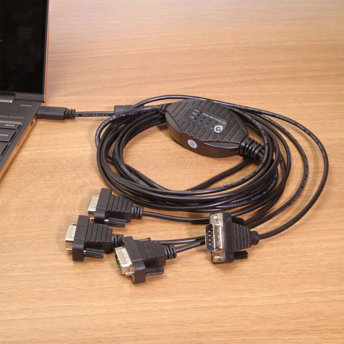 USB Type-C 4-Port Serial Adapter Laptop In Use