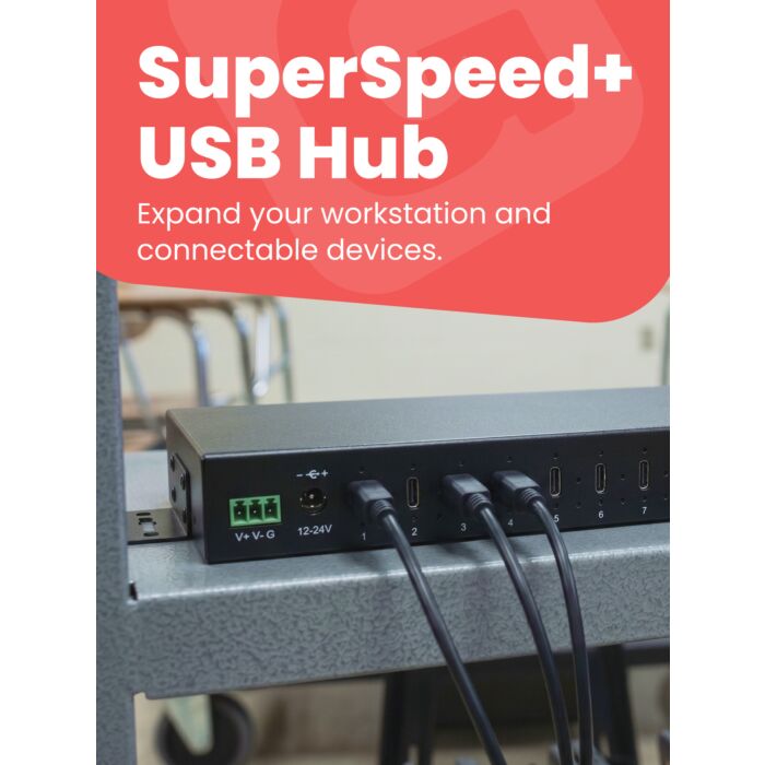 16-Port USB 3.2 Gen 2 Type-C Industrial Rack Mount Compatible Hub w/ ESD Surge Protection