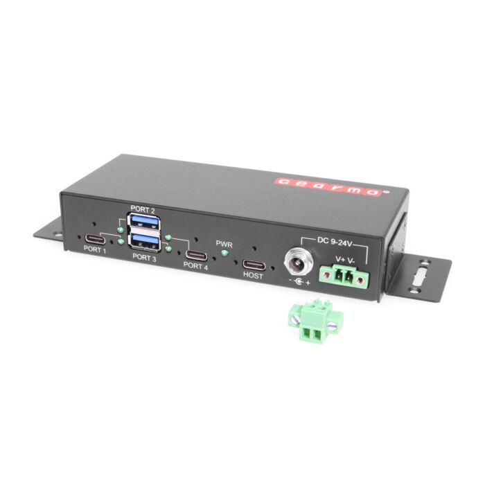 Industrial 4-Port USB 3.2 Gen 2 Type-C Hub w/ 15kV ESD Protection