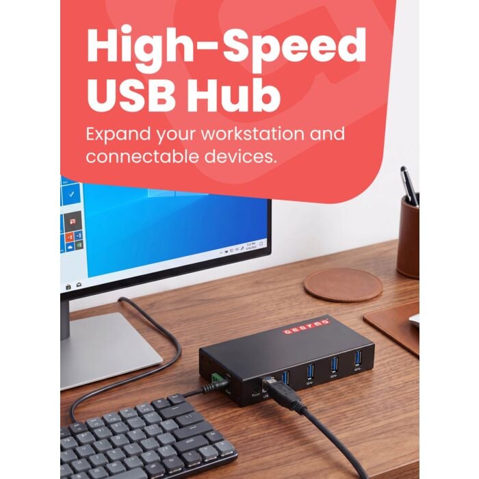 4-Port USB 3.0 Rugged Industrial DIN Rail & Surface Mount Hub