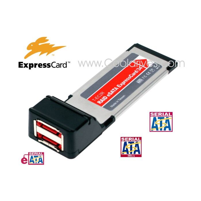 Dual Port ExpressCard 34mm eSATA 3Gb/s 300Mbps SATA II Card RAID