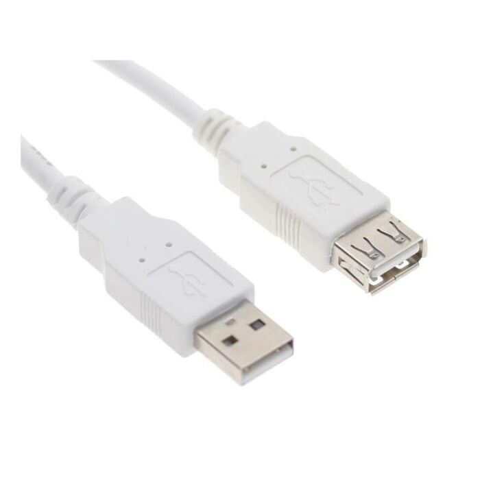 2ft. White USB 2.0 A-Male to A-Female Extension Cable