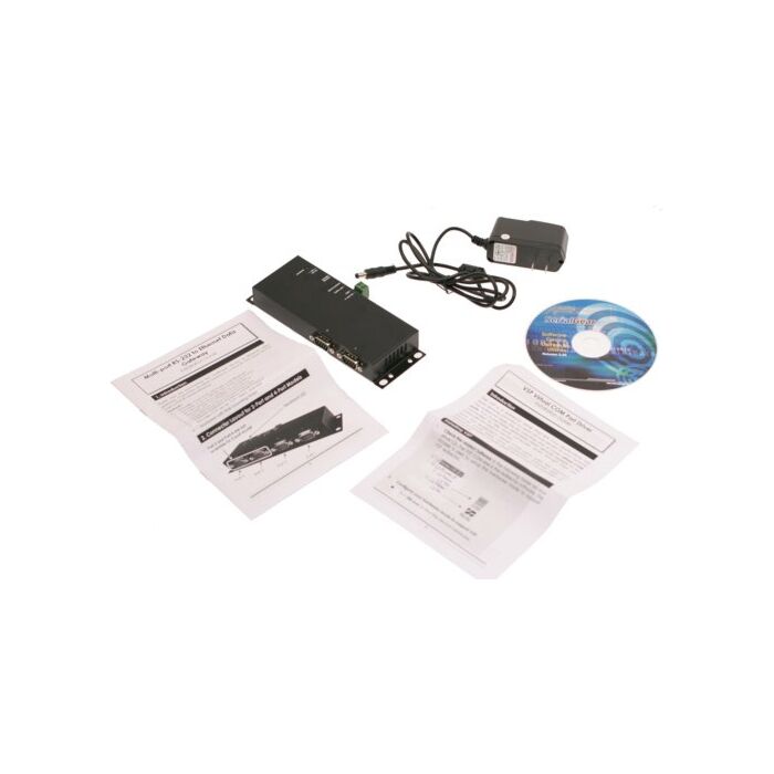 2-Port RS-232 to Ethernet Data Gateway TCP/IP Industrial Metal Case