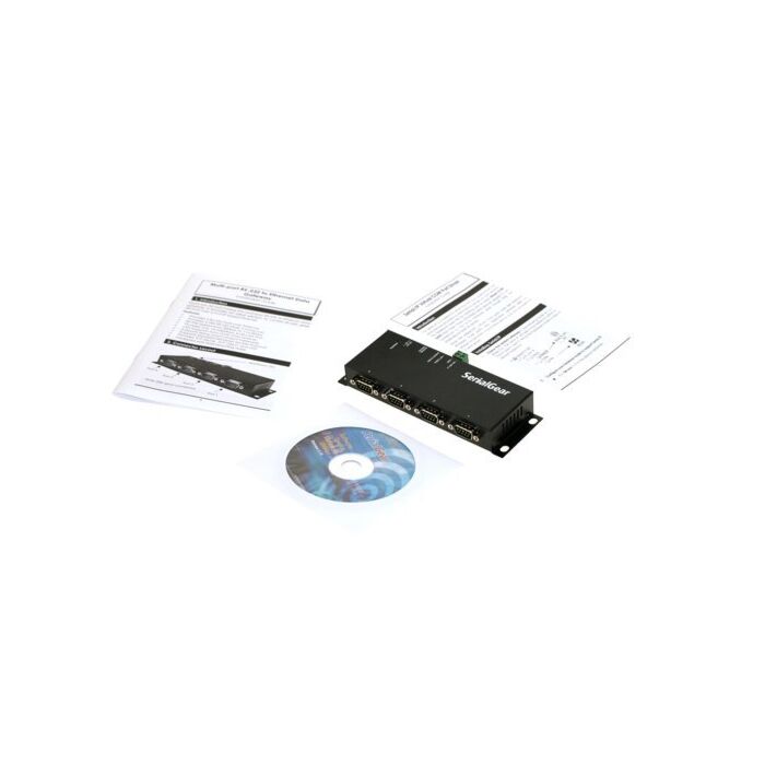 Industrial 4-Port RS-232 to Ethernet Data Gateway TCP/IP