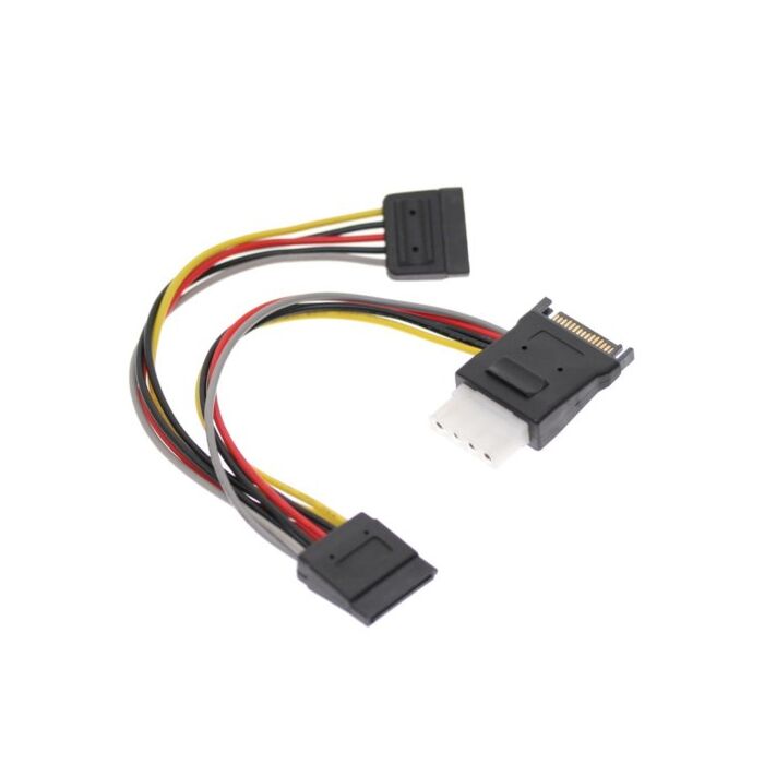 7in. SATA Power Splitter Cable Molex 4-Pin Output Dual 15-pin Sata Output