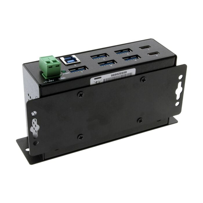 USB-C 7 Port Hub 2X Type-C 5X Type-A - DIN Rail - Power Adapter