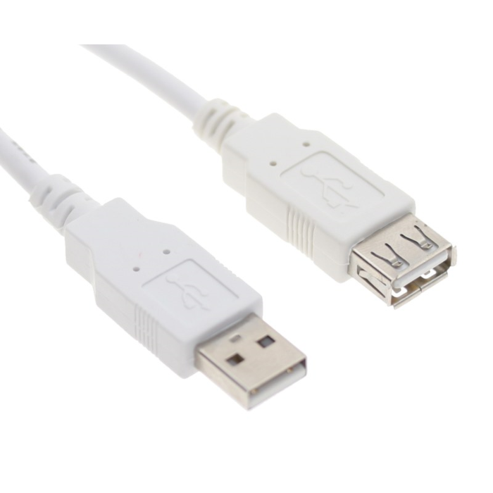 1ft. White USB 2.0 A-Male to A-Female Extension Cable