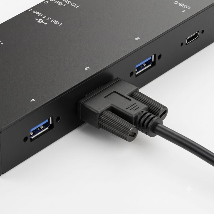 1.5ft USB 3.2 Gen 1 Screw-Locking Type-A to Dual Screw-Locking Type-C Cable