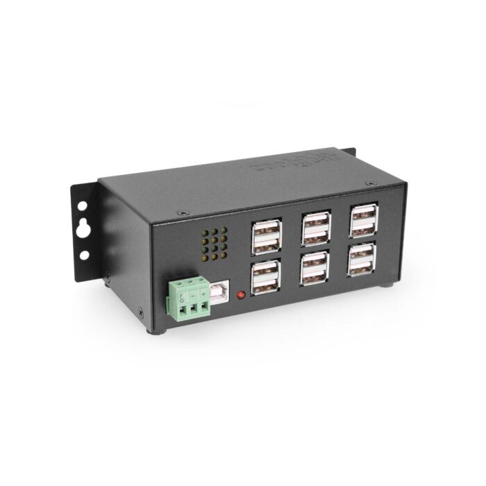 Industrial 12-Port USB 2.0 Powered Hub for PC-MAC  DIN-RAIL Mount