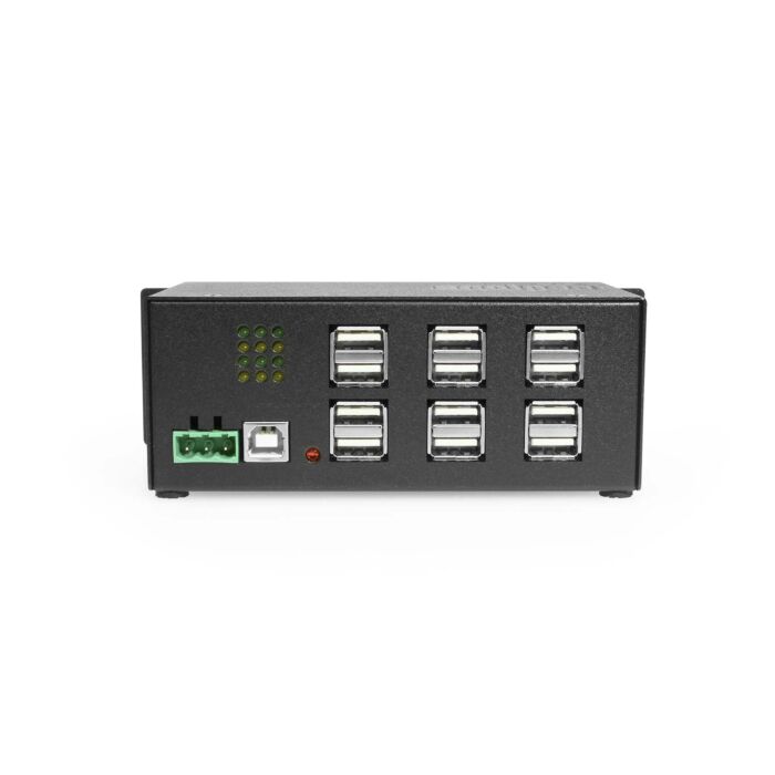 Industrial 12-Port USB 2.0 Powered Hub for PC-MAC  DIN-RAIL Mount