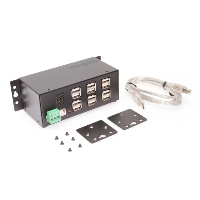 Industrial 12-Port USB 2.0 Powered Hub for PC-MAC  DIN-RAIL Mount