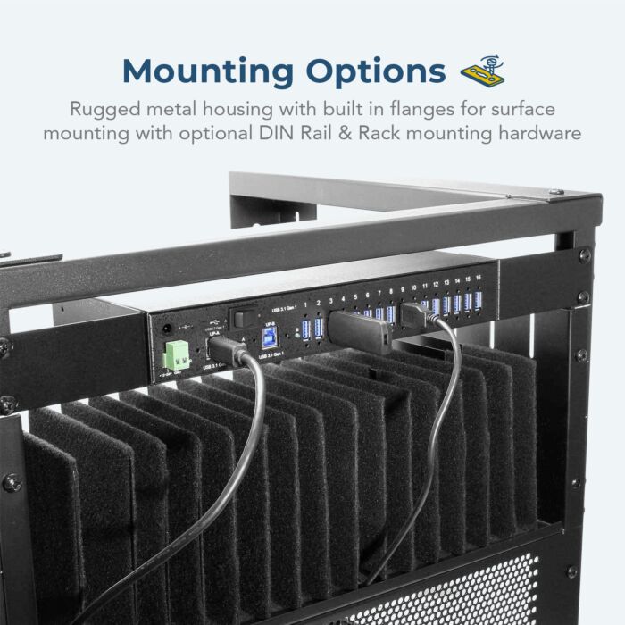 16 Port USB 3.2 Gen 1 Hub w/ ESD Surge Protection
