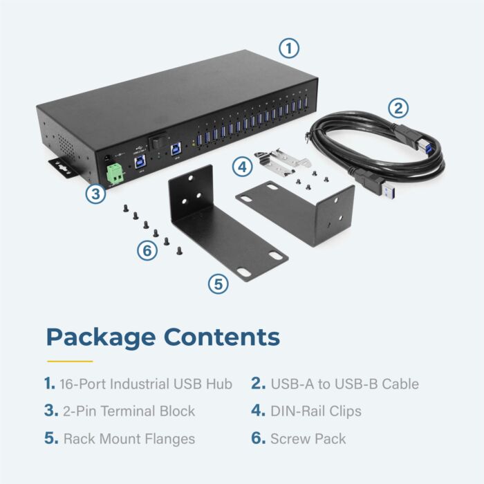16 Port USB 3.2 Gen 1 Hub w/ ESD Surge Protection