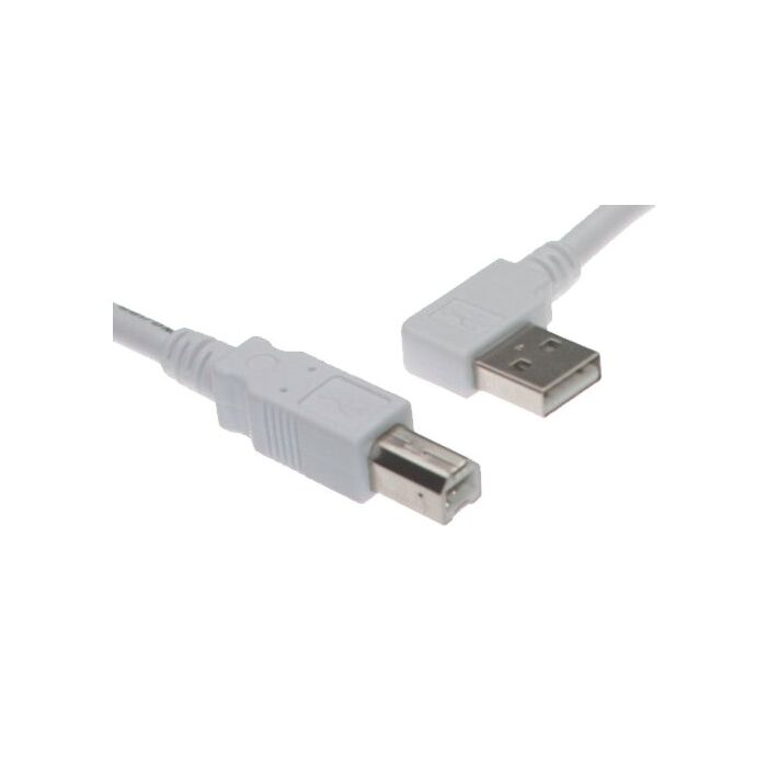 6ft. White USB Cable A Left Angle to B High-Speed USB 2.0 Device Cable